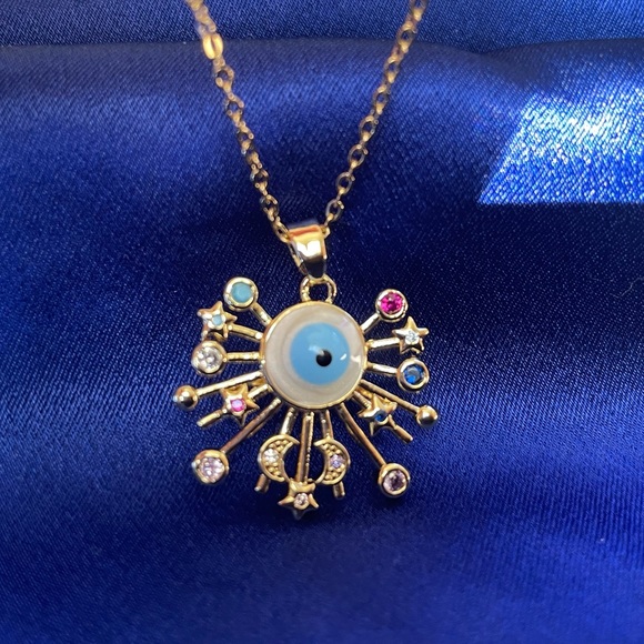 *NEW* 18K Gold Plated Evil Eye Jewelry Cubic Zirconia Pendant Necklace 🧿🪬 - Picture 7 of 11